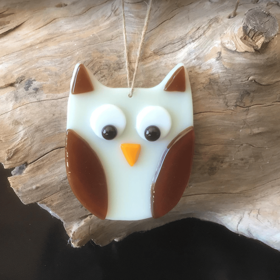 Fused Glass Owl Wall Hanging Decoration, No 2
