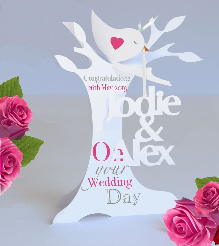 Personalised 3d Paper Cut wedding, Anniversary, Engagement Card.