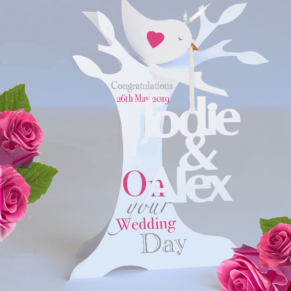 Personalised 3d Paper Cut wedding, Anniversary, Engagement Card.