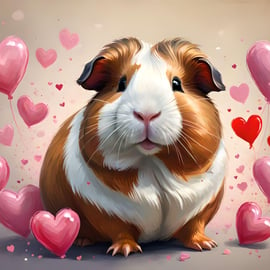 Guinea Pig Hearts Greeting Card A5