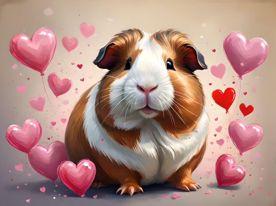 Guinea Pig Hearts Greeting Card A5