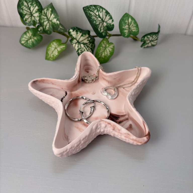 Blush Shell Jewellery Dish – Starfish, Clam or Conch – Coastal Home Decor
