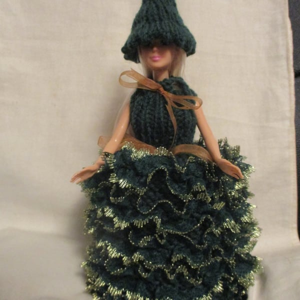 COVER GIRL - SPARE TOILET ROLL COVER - CHRISTMAS TREE DOLL