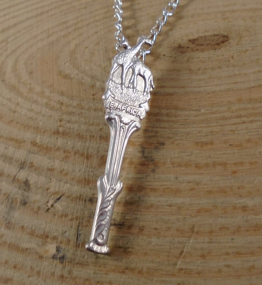 Upcycled Silver Plated Giraffe Spoon Handle Necklace SPN052103