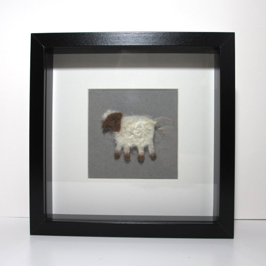 Needle Felted Sheep - Framed and Mounted