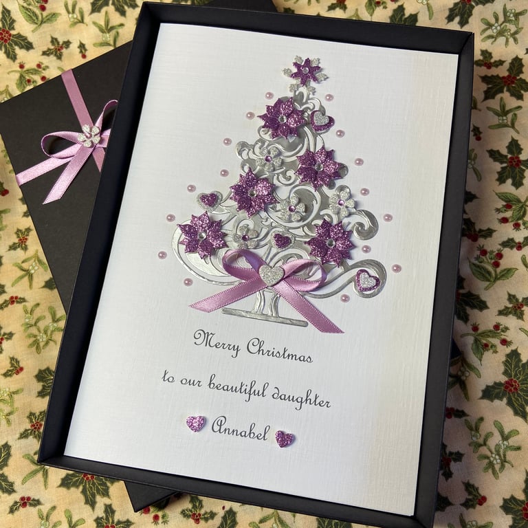 Personalised Christmas Card Daughter Granddaughter Wife Mum With Gift Box