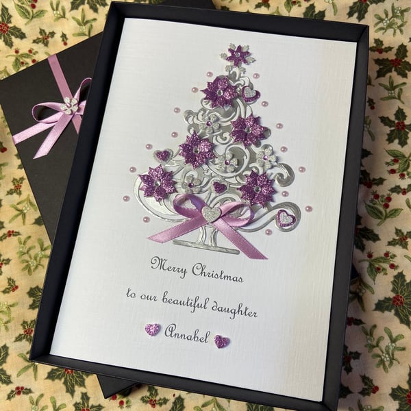 Personalised Christmas Card Daughter Granddaughter Wife Mum With Gift Box