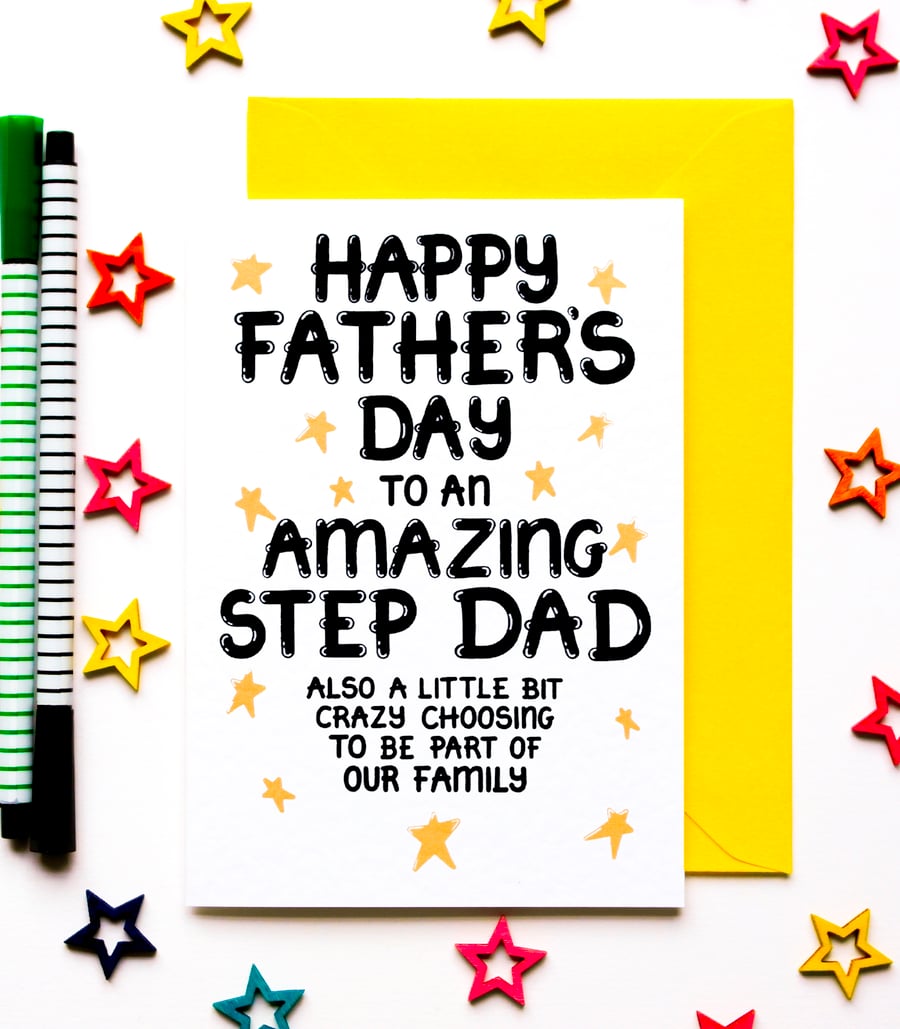 Step Dad Fathers Day Card, Funny Father's Day Card For A Step Father