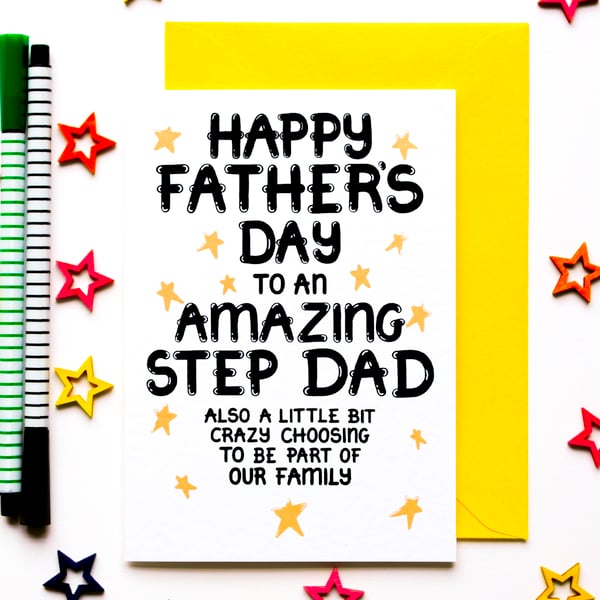 Step Dad Fathers Day Card, Funny Father's Day Card For A Step Father