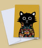 Jerry Tattoo Cat Card, Thanks Card, Just Because Card, Punk Card, Sailor Jerry - Image 1