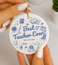 Thank You Teacher Gift – Personalised Blue Doodle Ornament with Name for Teacher