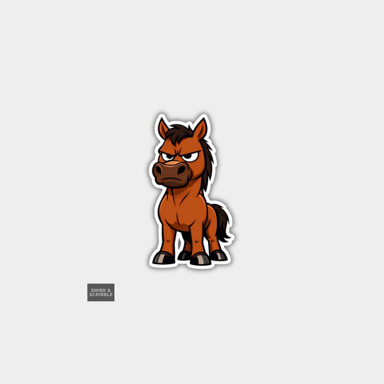 Funny Novelty Vinyl Sticker - Grumpy Horse  