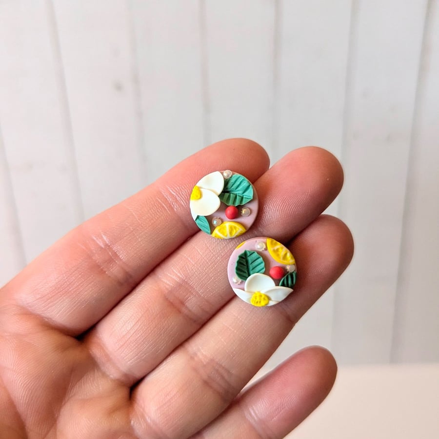 Raspberry lemonade stud earrings 