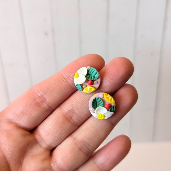 Raspberry lemonade stud earrings 