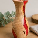 Handturned poplar with watermelon resin bud vase