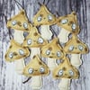 Quirky Mushroom Hangers in Brown Beige Print