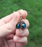 Copper Wire Wrapped Earrings with Faceted Teal AB Glass Beads - Image 6