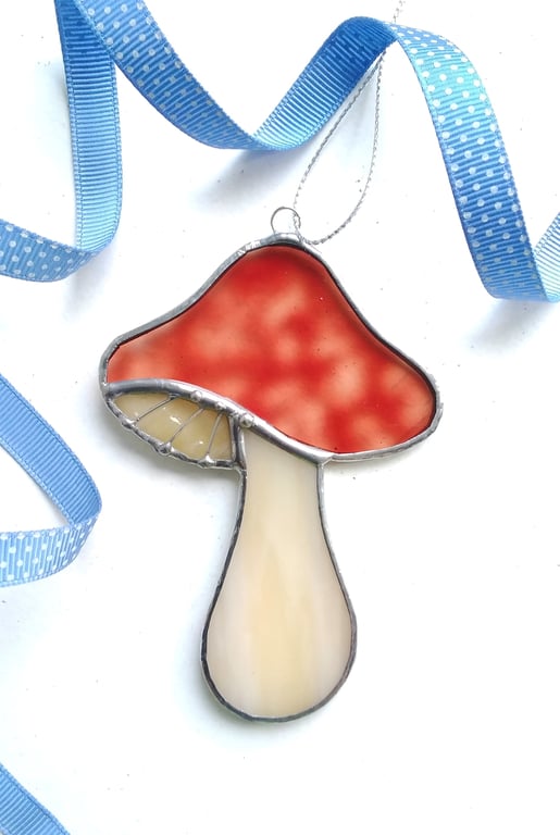 Stained Glass Toadstool Ornament
