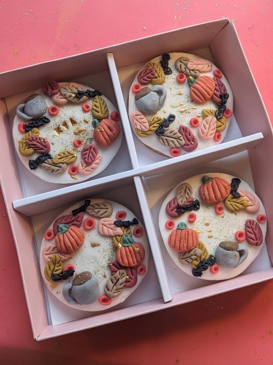 Personalised, Hand-Iced Cosy Season Biscuit Gift Box, Thoughtful Autumn Gift 