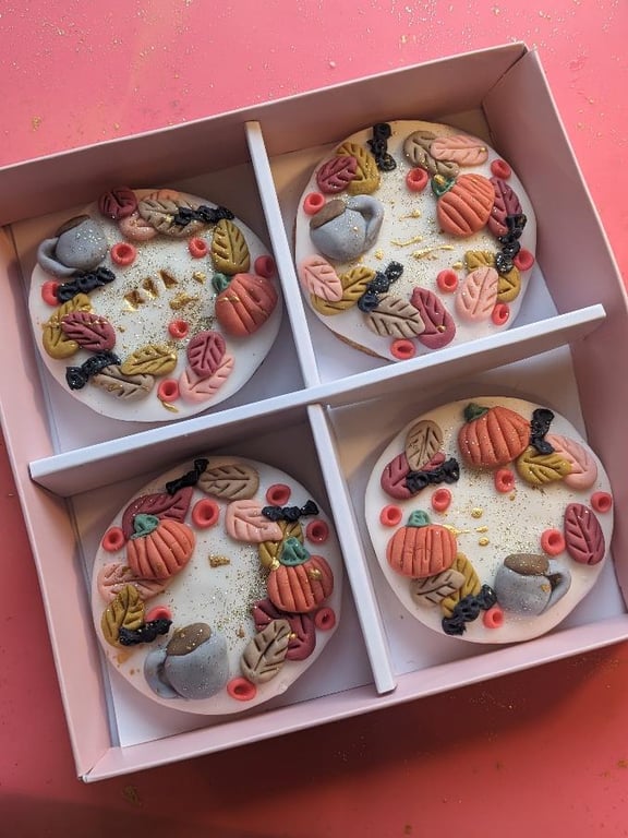 Personalised, Hand-Iced Cosy Season Biscuit Gift Box, Thoughtful Autumn Gift 