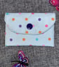 Gift Card Wallet, Purse.  Light Blue  with spots