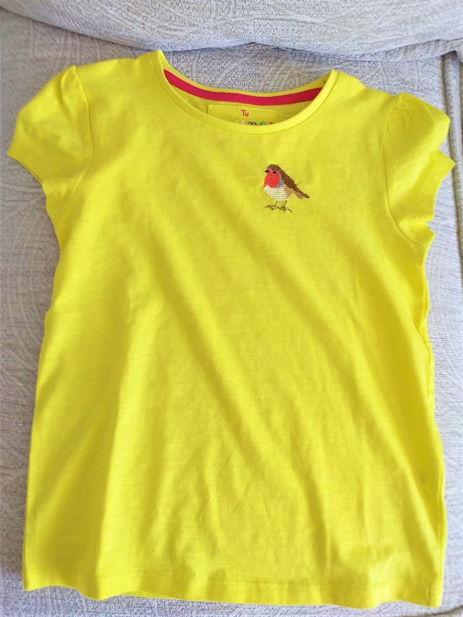 Robin, T-shirt, age 4-5, hand embroidered