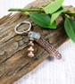 Bag Charm, Copper with Sterling Silver Heart Tag and Rhodonite Gemstones - Image 1