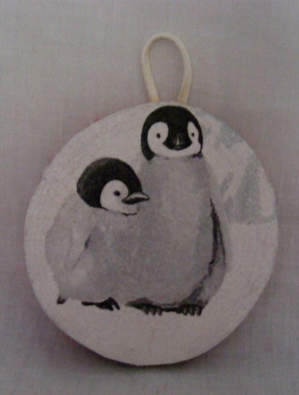 Handmade Penguins Christmas Wall Decoration.