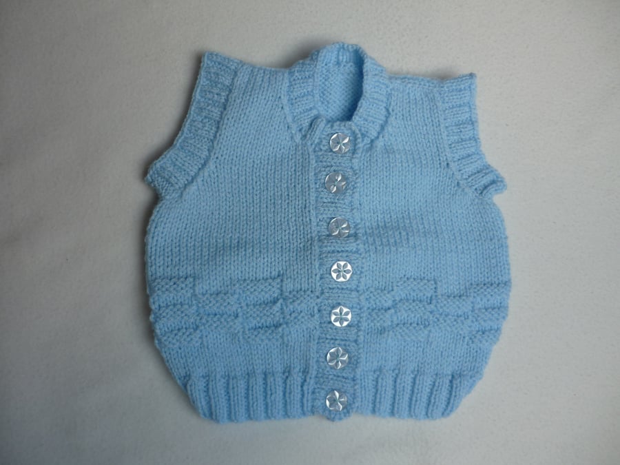 Baby or Toddler Body Warmer, Sleeveless Cardigan - BLUE