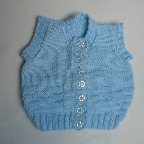 Baby or Toddler Body Warmer, Sleeveless Cardigan - BLUE