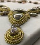 Labradorite Beaded Cocktail Statement Bib Style Necklace Art Nouveau  - Image 2