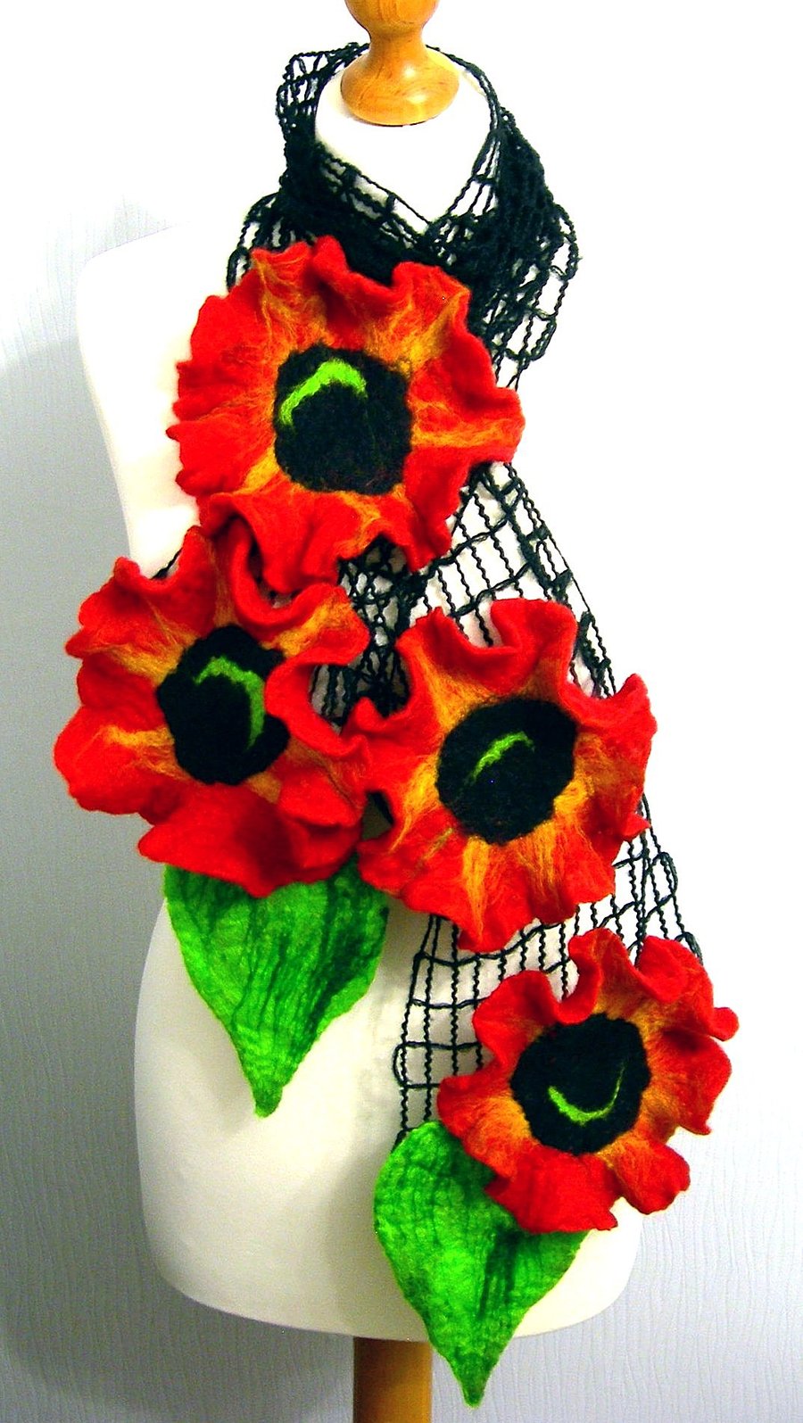   SALE...  Hand Felted, Wool Jewelry FELTED necklace scarf -100% WOOL MERINO