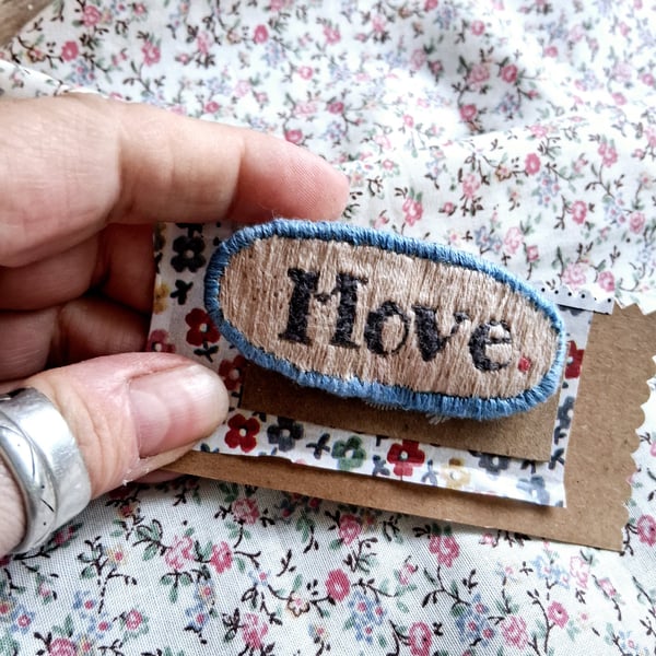 hand embroidered fabric brooch no 12