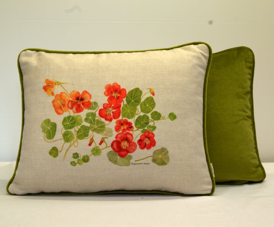 Nasturtiums 18"x 14" cushion.