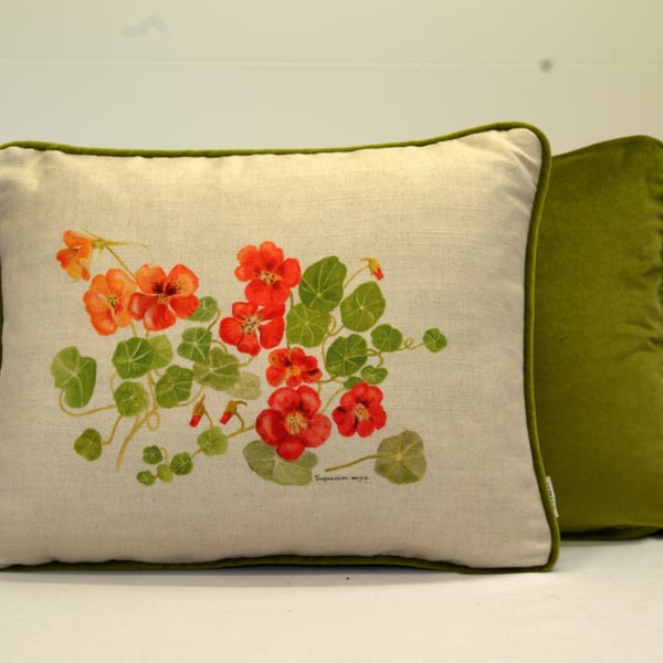 Nasturtiums 18"x 14" cushion.