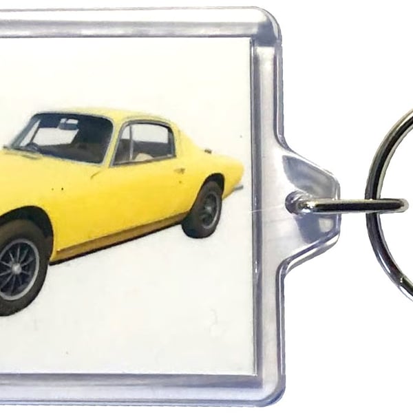 Lotus Elan Plus 2S 1973 - Keyring with 50x35mm Insert - Car Enthusiast