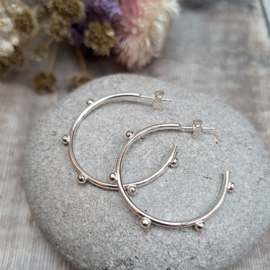 Sterling Silver Pebble Hoop Earrings - JBJ1001