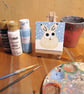 Arctic Hare Small Original Art - mini painting of cute white bunny in snow  - Image 8