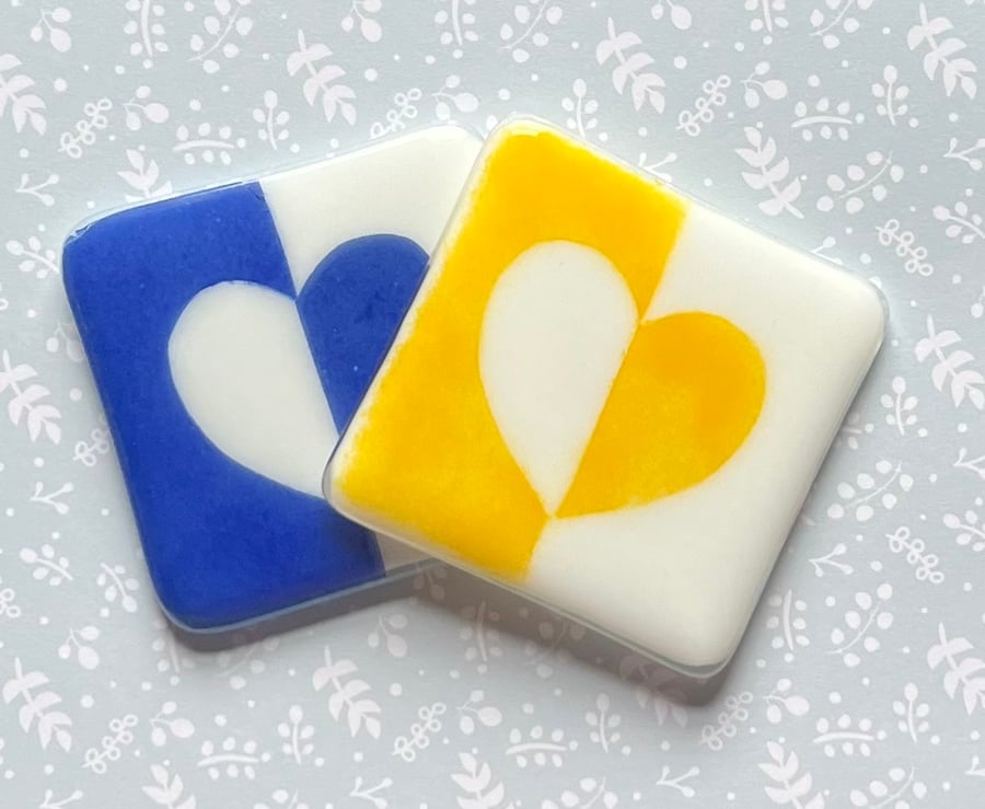 Fused Glass Heart Coasters