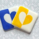 Fused Glass Heart Coasters