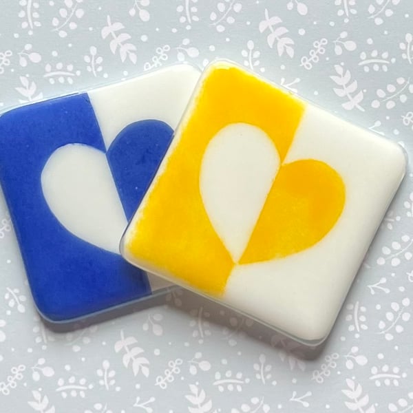 Fused Glass Heart Coasters
