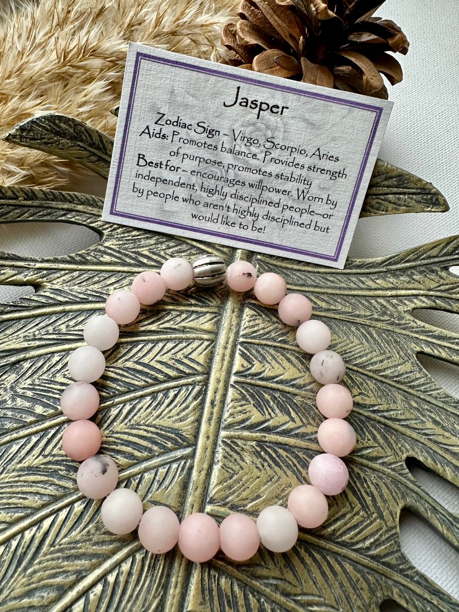 Cherry Blossom Jasper - Elasticated Bracelet 