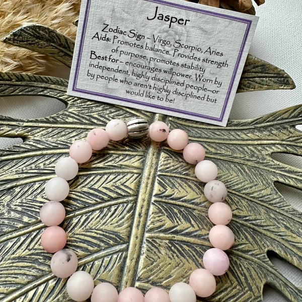 Cherry Blossom Jasper - Elasticated Bracelet 