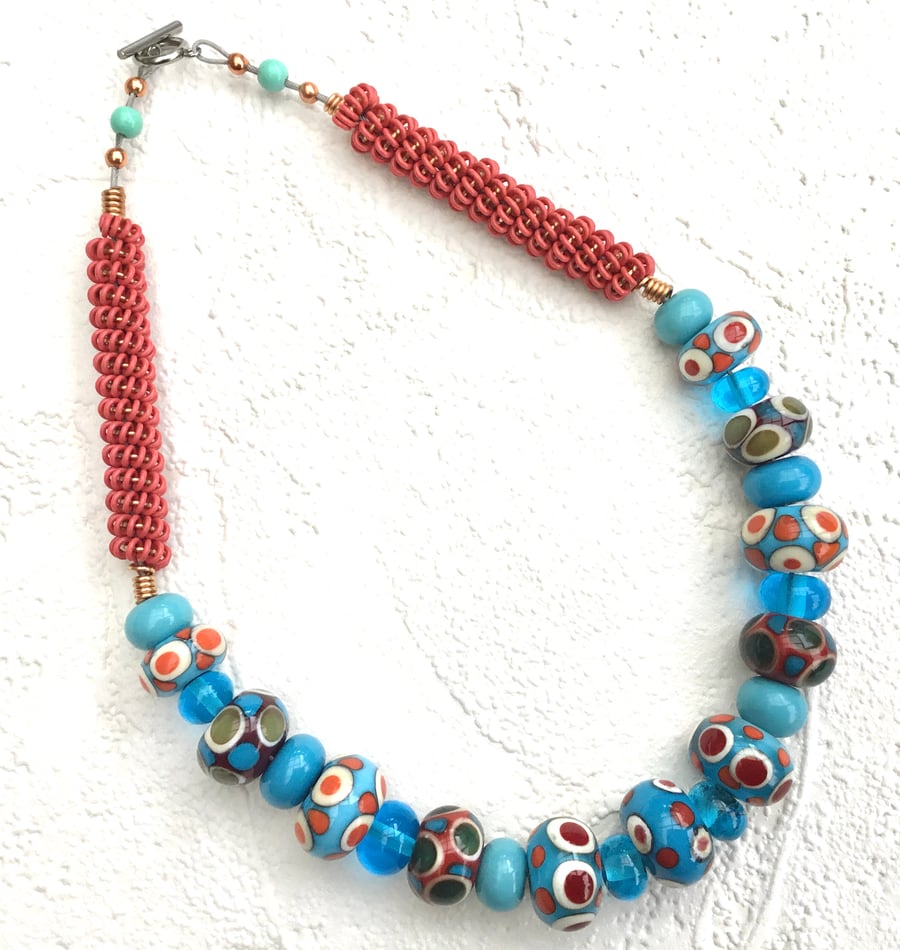 Lampwork glass bead necklace 