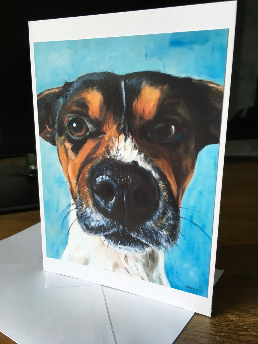 Jack Russell Face- Art Greetings Card - Blank inside