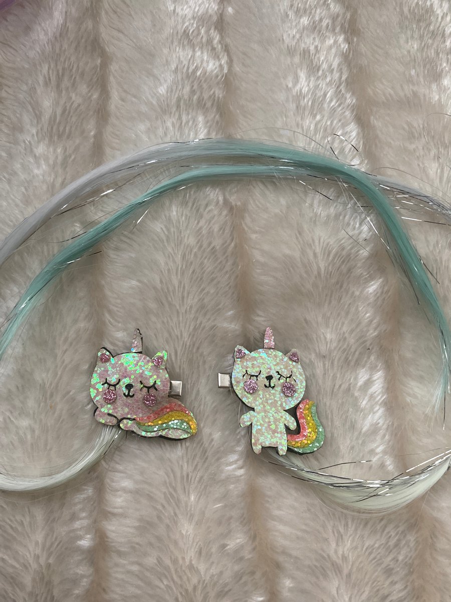 2x Glitter squirrel blue hair clip