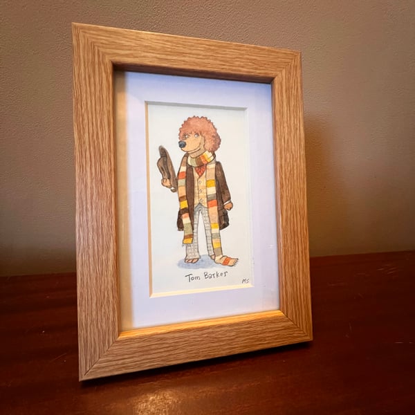 Painting of Doctor Who Tom Baker in dog form!