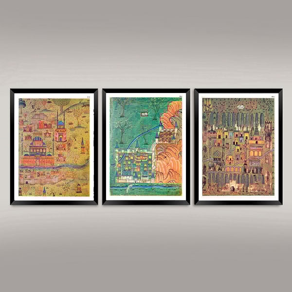 Ottoman Map Prints: Vintage Matrakci Nasuh Cartography Art Illustrations