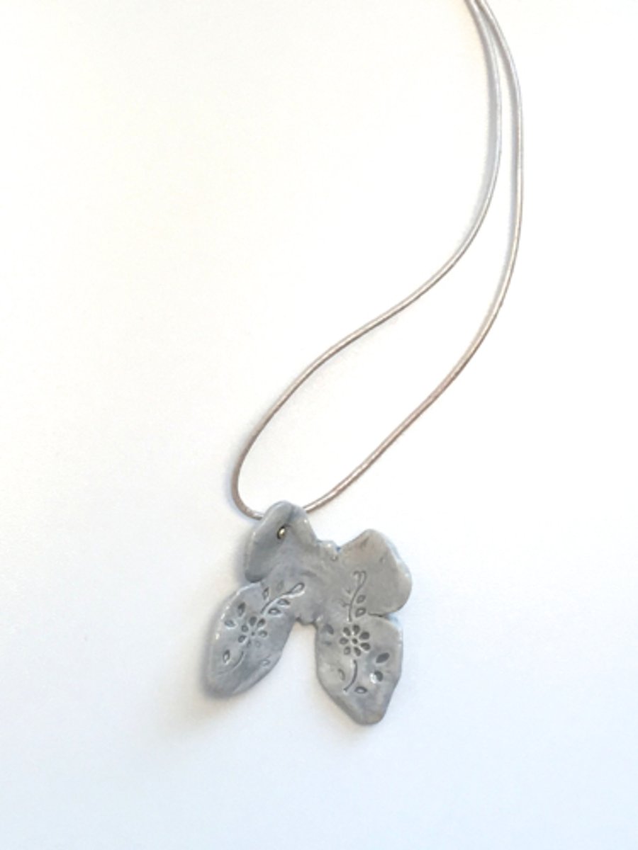 Pastel Blue Porcelain Butterfly Necklace