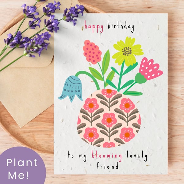 Plantable Wildflower Birthday Card, Eco Friendly Gift, Handmade in the UK